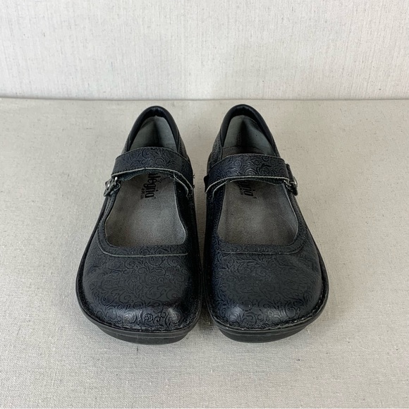 Alegria Belle Black Swirl BEL-521 Embossed Leather Mary Jane Flats - Size 7-7.5 - Picture 3 of 14